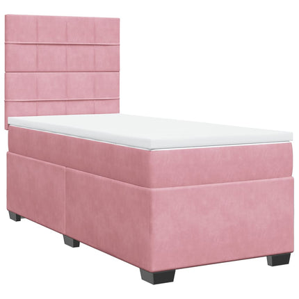 kontinentalseng med madras 90x190 cm fløjl pink