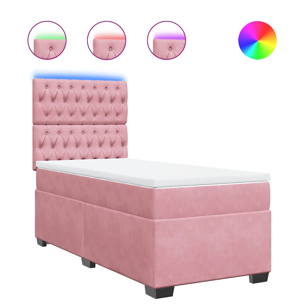 kontinentalseng med madras 90x190 cm fløjl pink