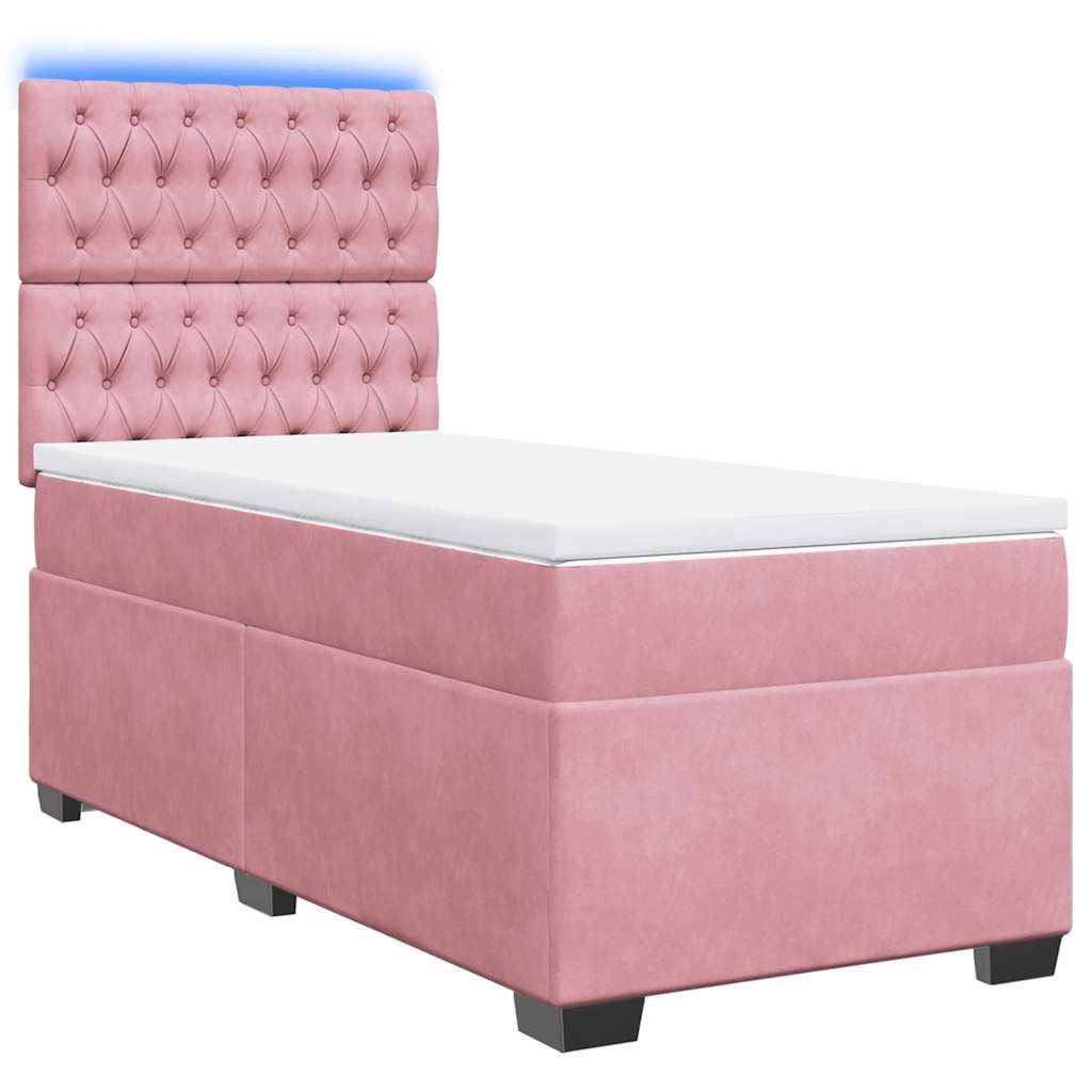kontinentalseng med madras 90x190 cm fløjl pink