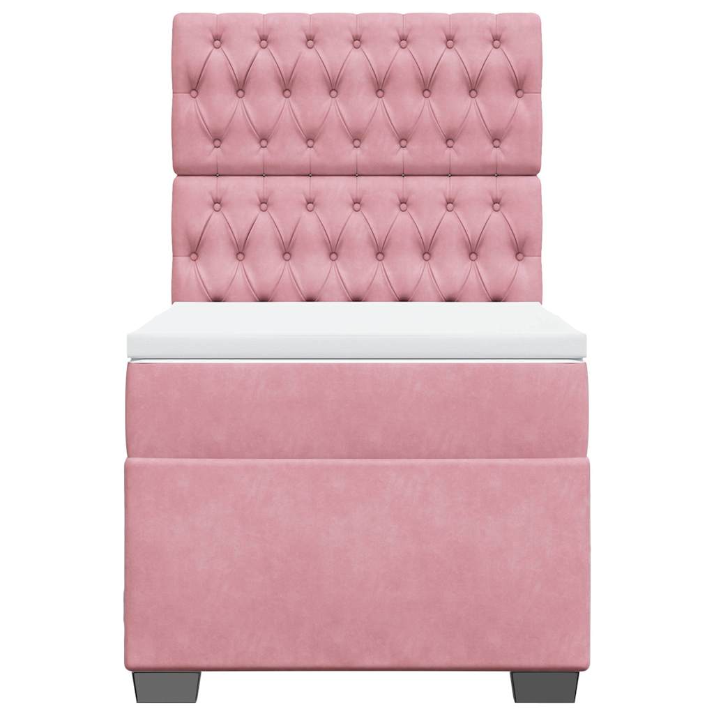 kontinentalseng med madras 90x190 cm fløjl pink