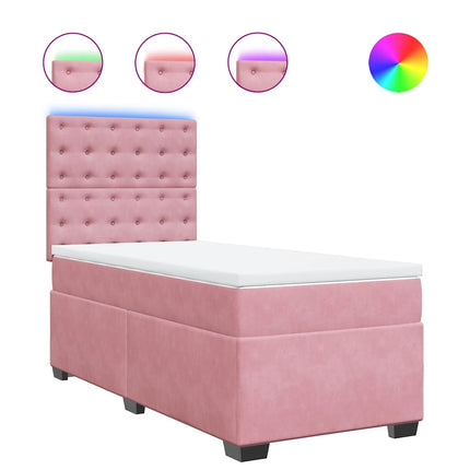 kontinentalseng med madras 90x190 cm fløjl pink