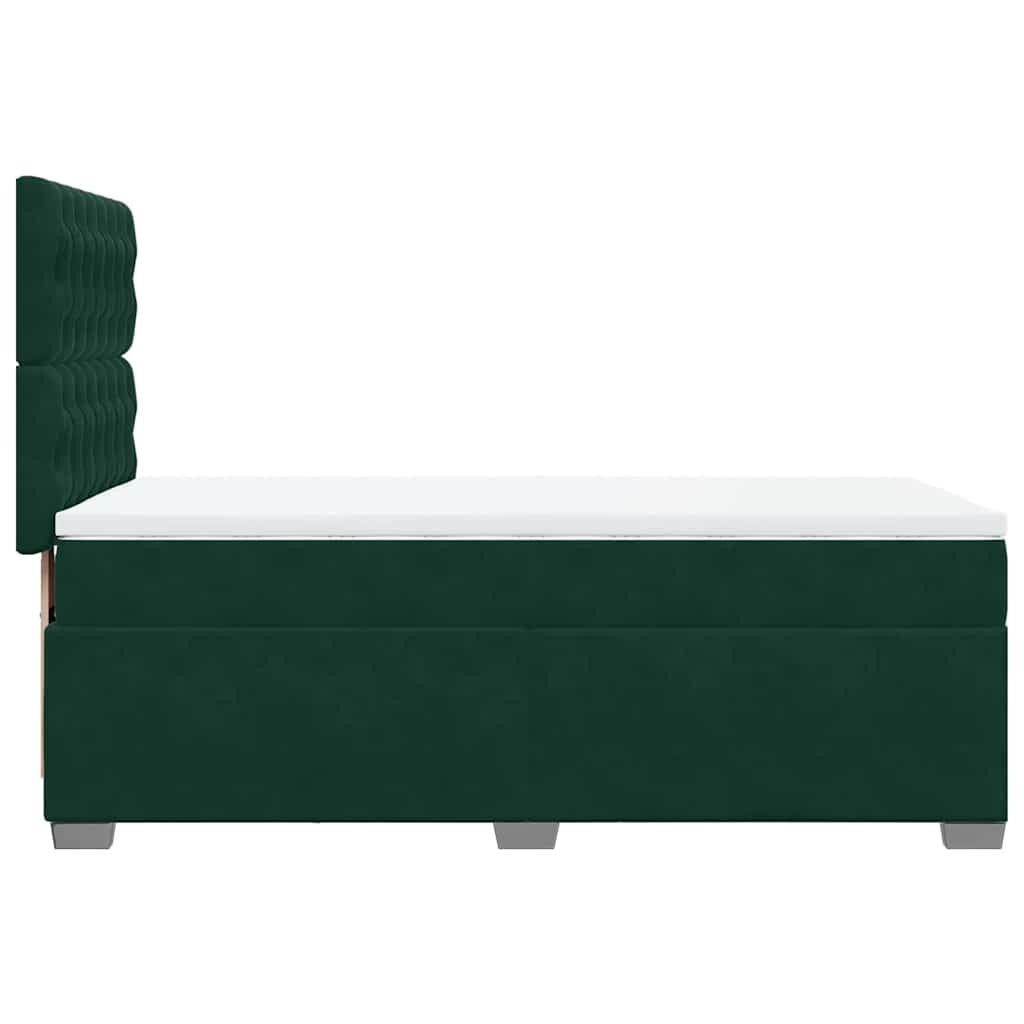kontinentalseng med madras 90x200 cm fløjl mørkegrøn