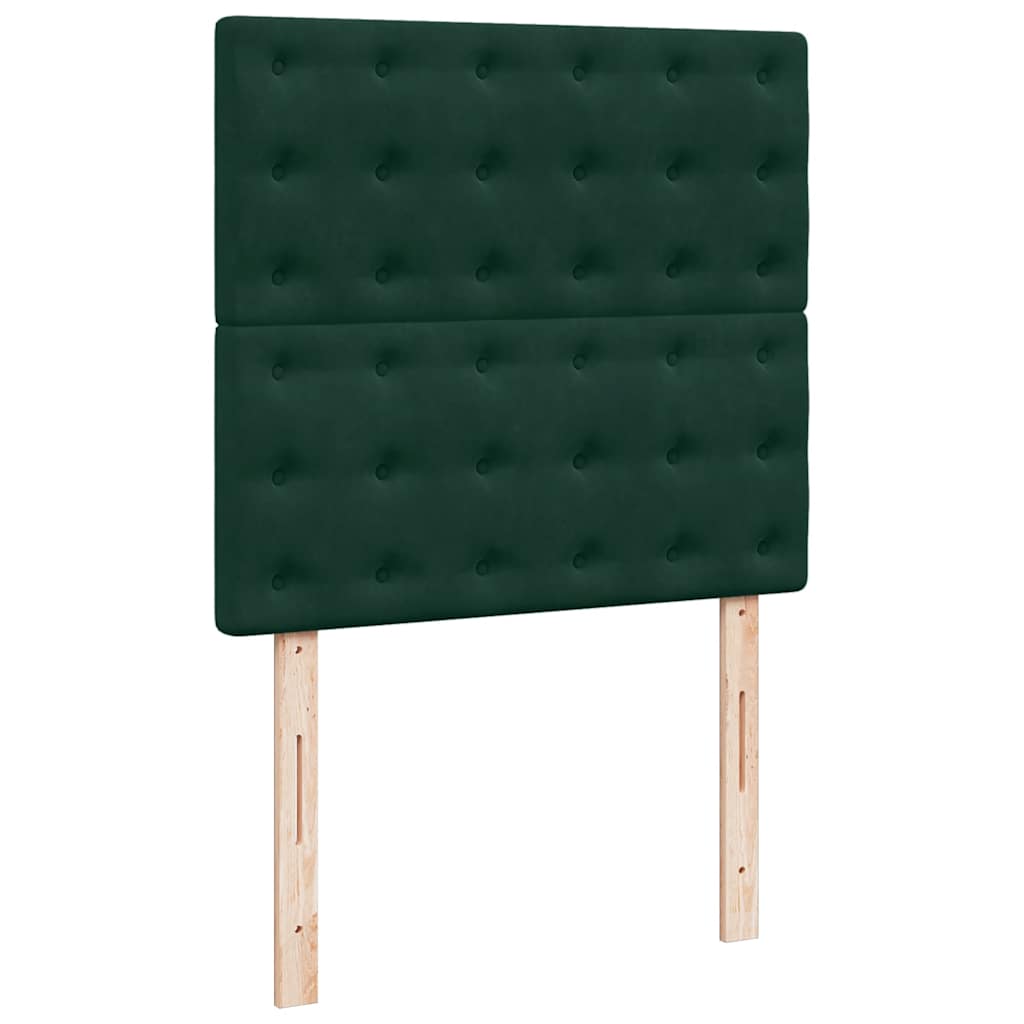 kontinentalseng med madras 90x200 cm fløjl mørkegrøn
