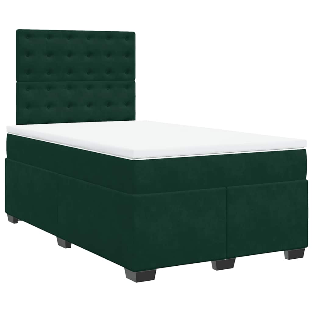 kontinentalseng med madras 120x190 cm velour mørkegrøn