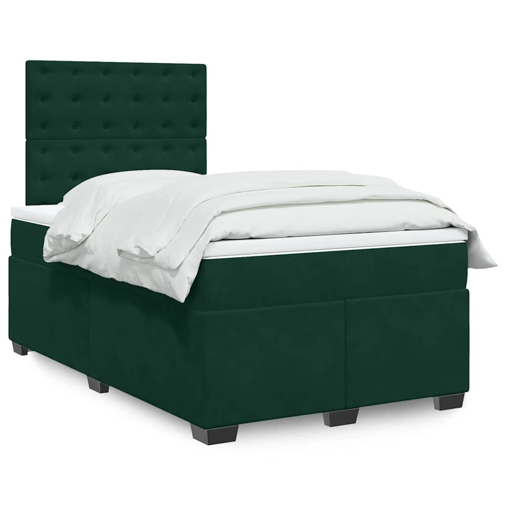 kontinentalseng med madras 120x190 cm velour mørkegrøn
