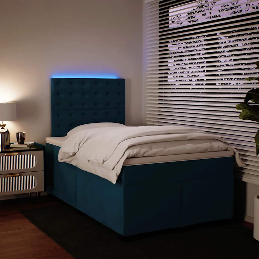 kontinentalseng med madras 120x190 cm velour blå