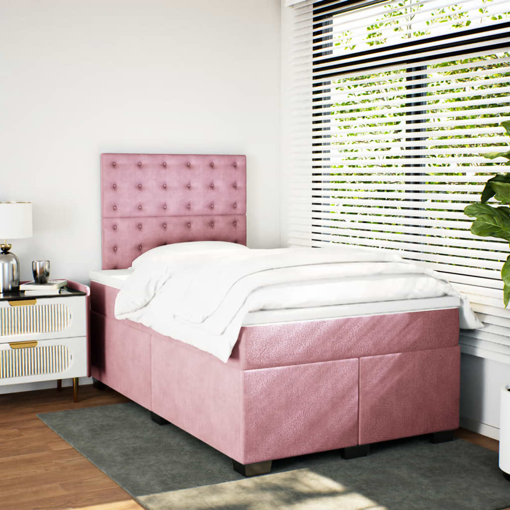 kontinentalseng med madras 120x190 cm velour lyserød