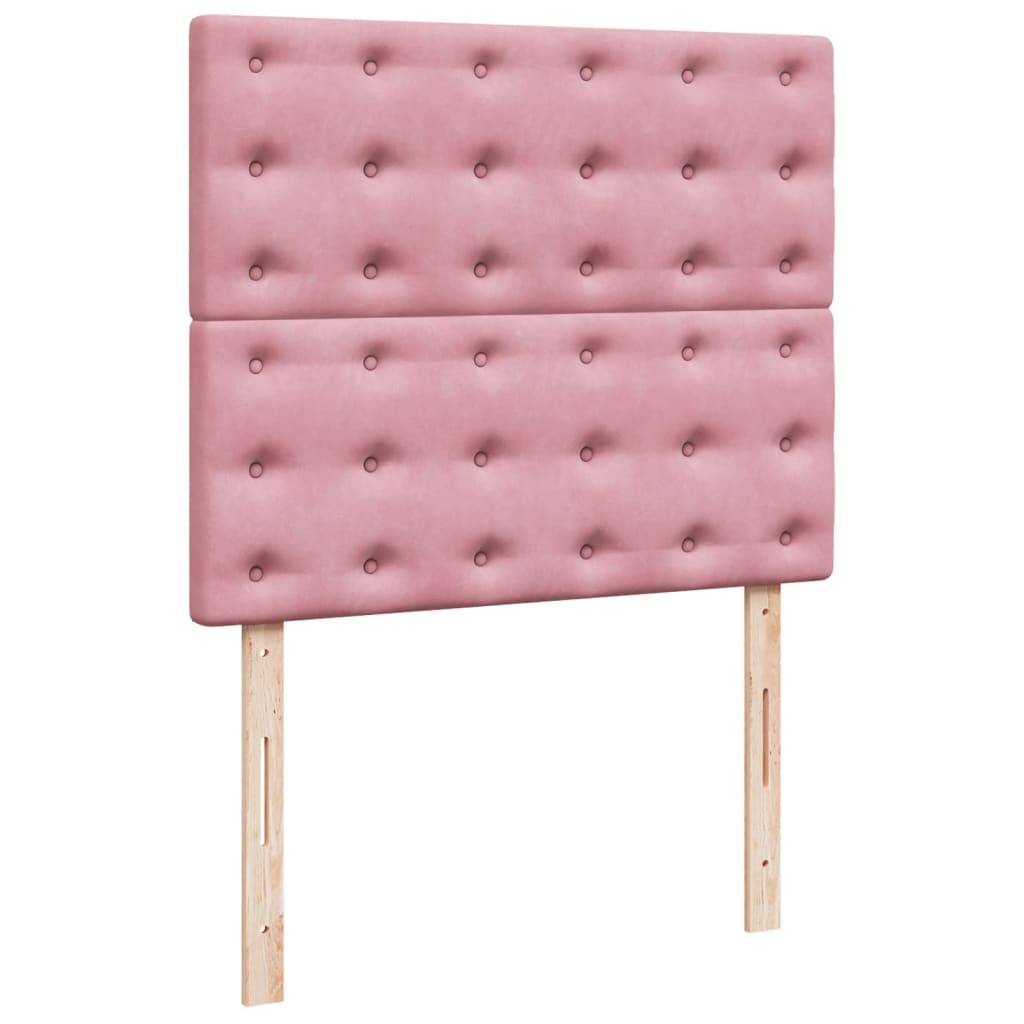 kontinentalseng med madras 120x190 cm velour lyserød