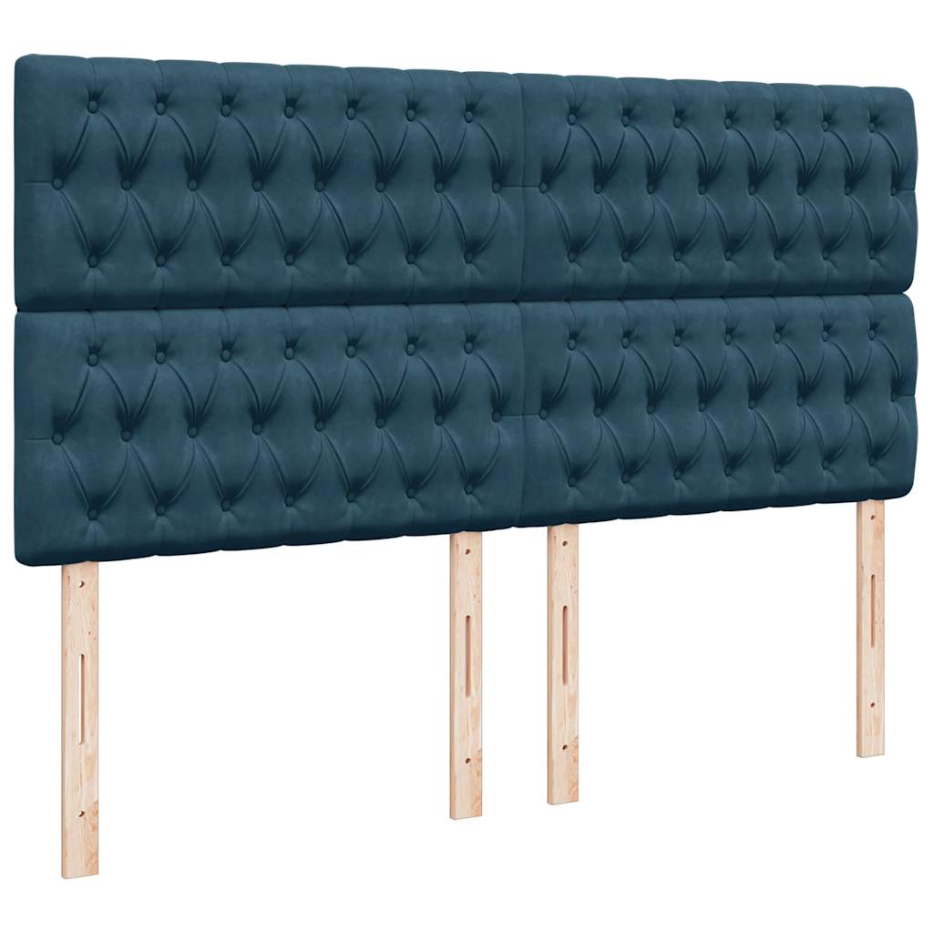 kontinentalseng med madras 200x200 cm fløjl blå