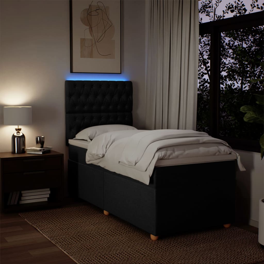 kontinentalseng med madras 100x200 cm stof sort