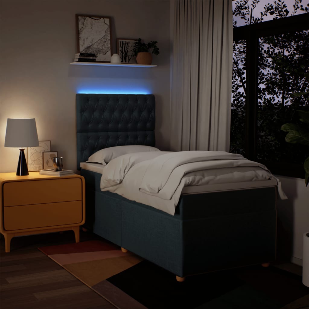 kontinentalseng med madras 100x200 cm stof blå