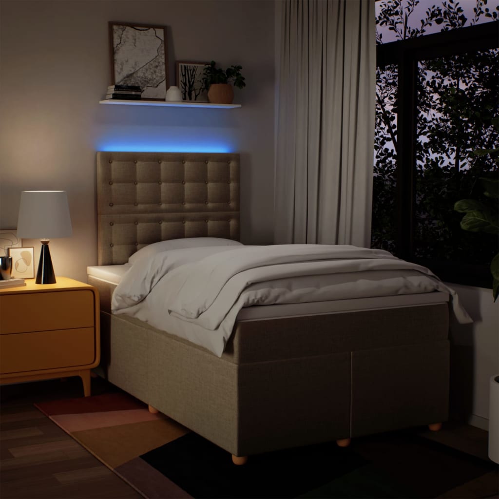 kontinentalseng med madras 120x190 cm stof cremefarvet