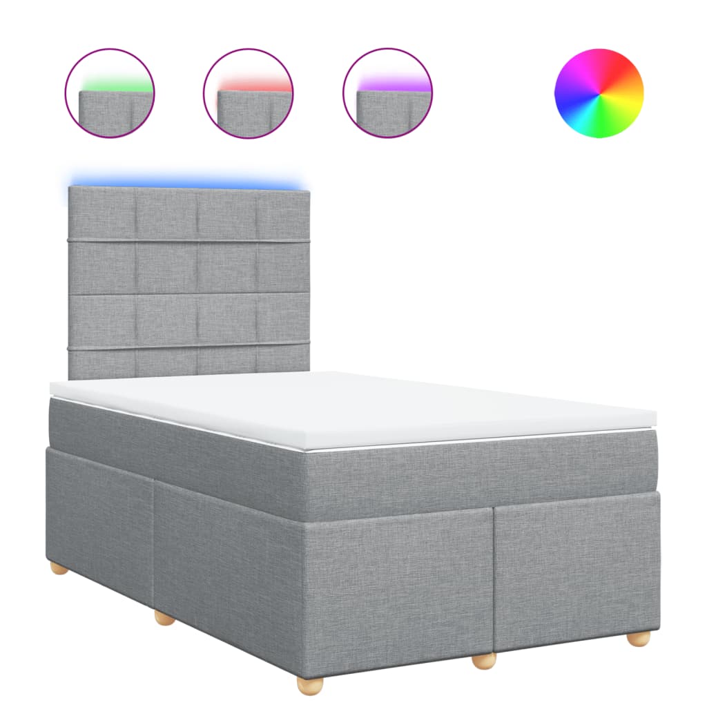 kontinentalseng med madras 120x200 cm stof lysegrå