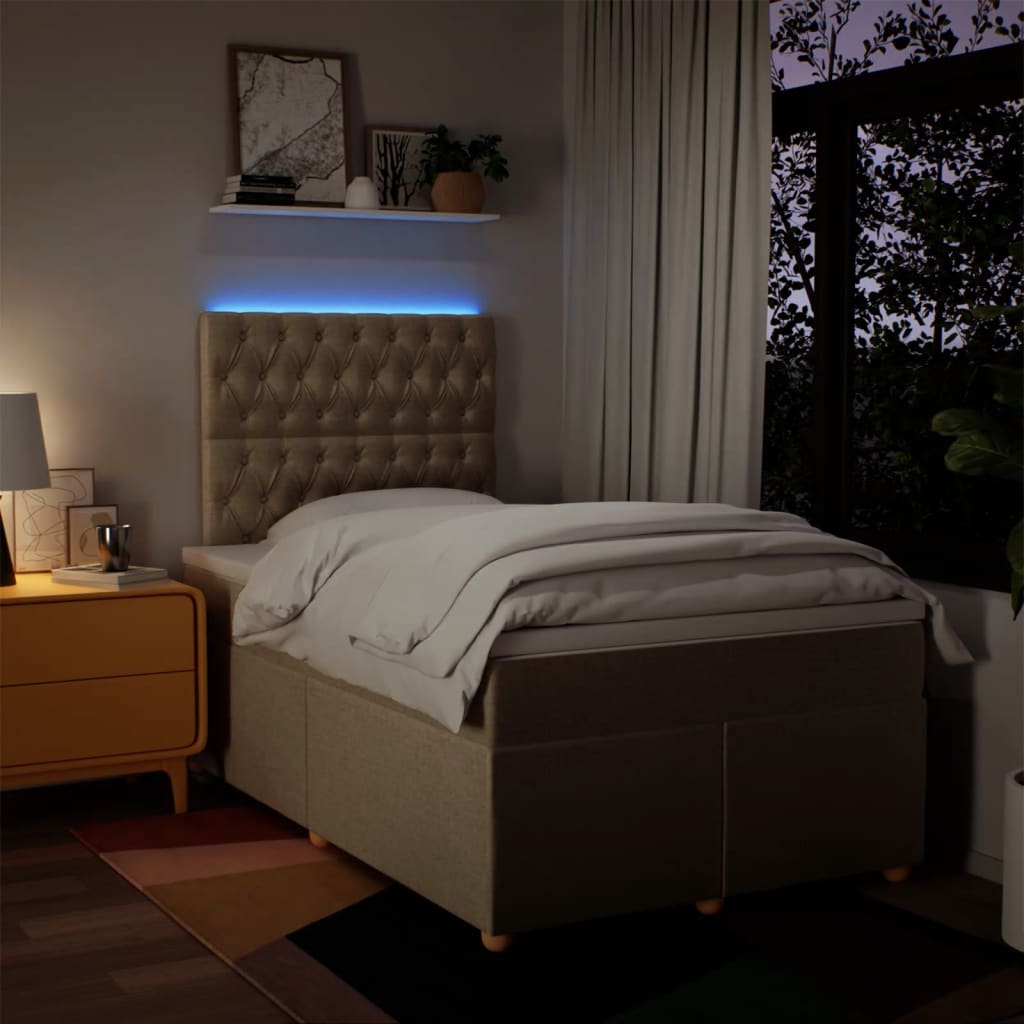 kontinentalseng med madras 120x200 cm stof cremefarvet
