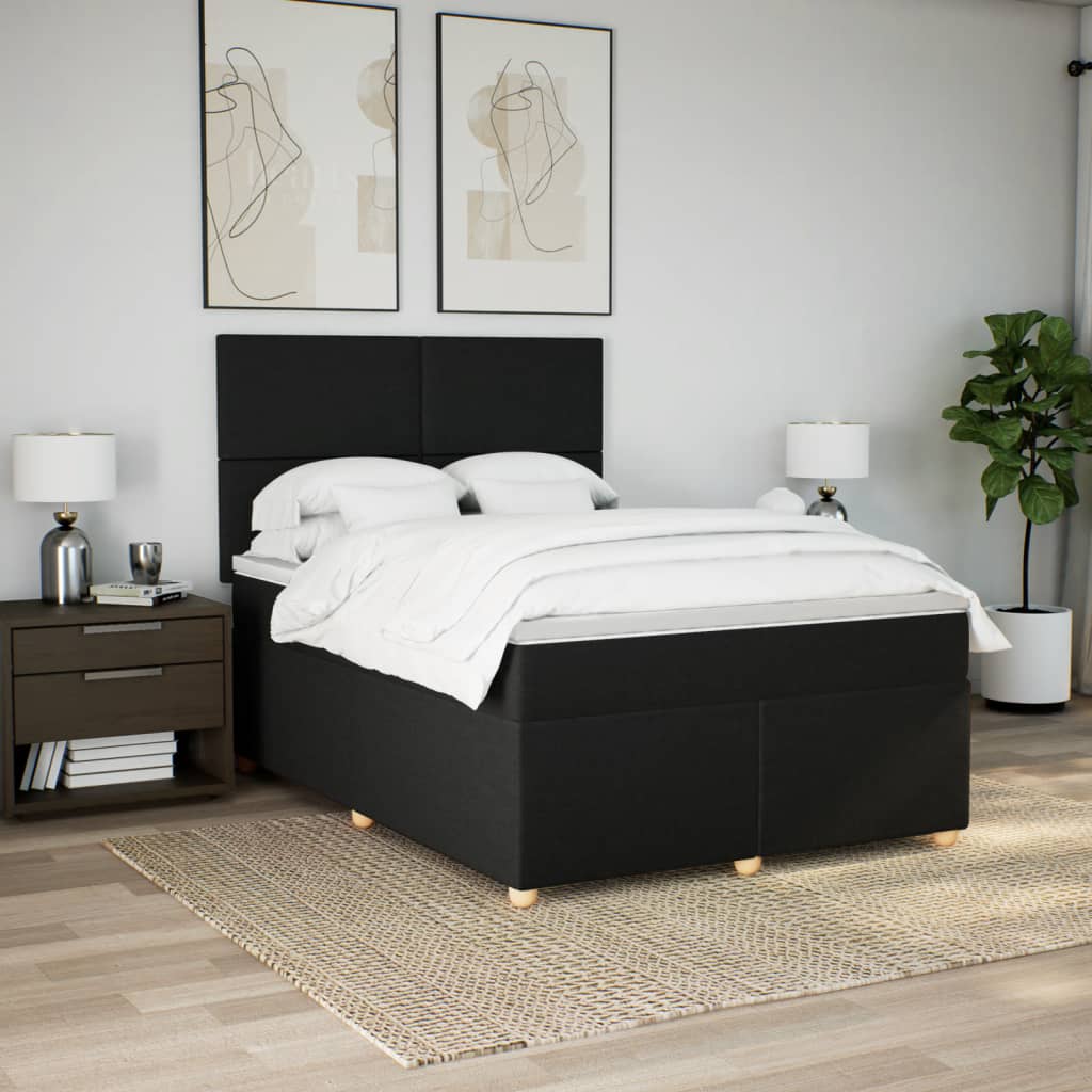 kontinentalseng med madras 140x190 cm stof sort