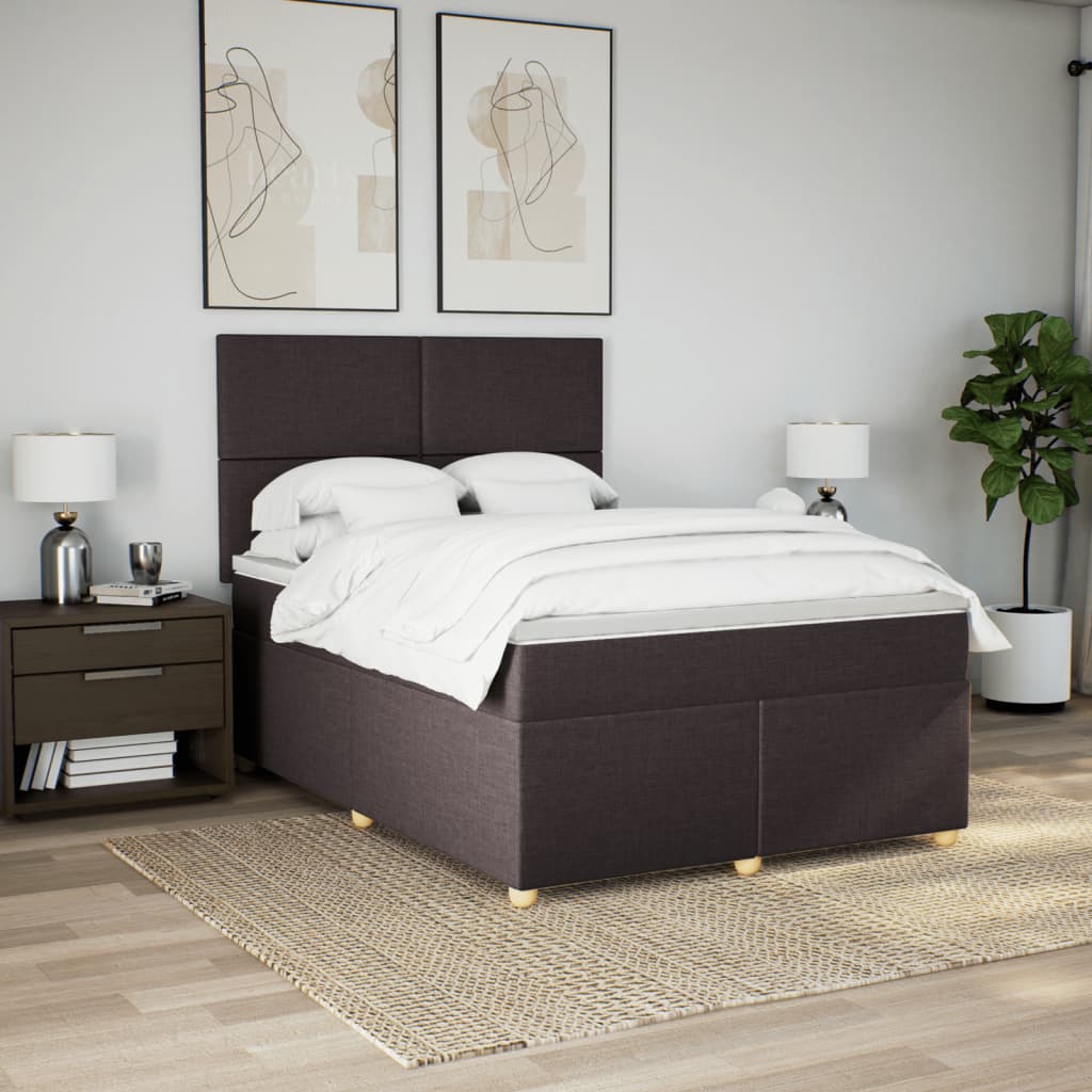 kontinentalseng med madras 140x190 cm stof mørkebrun