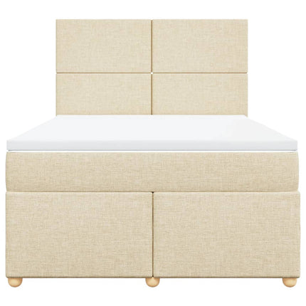 kontinentalseng med madras 140x190 cm stof cremefarvet