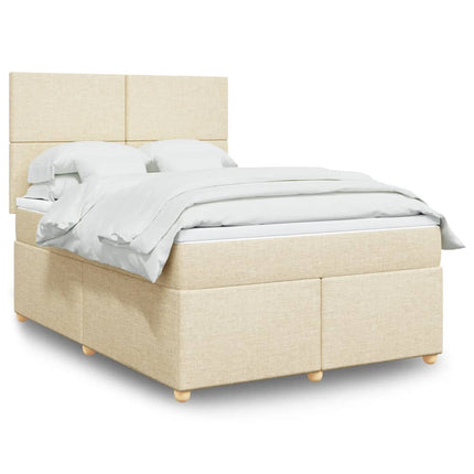 kontinentalseng med madras 140x190 cm stof cremefarvet