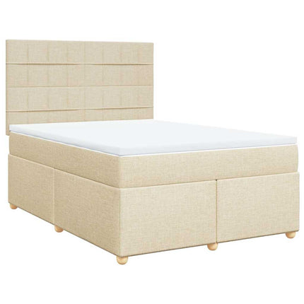 kontinentalseng med madras 140x190 cm stof cremefarvet