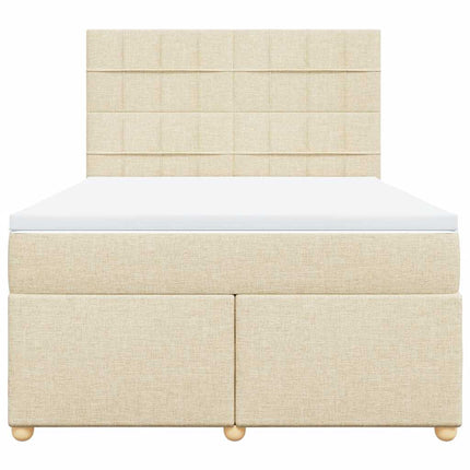 kontinentalseng med madras 140x190 cm stof cremefarvet