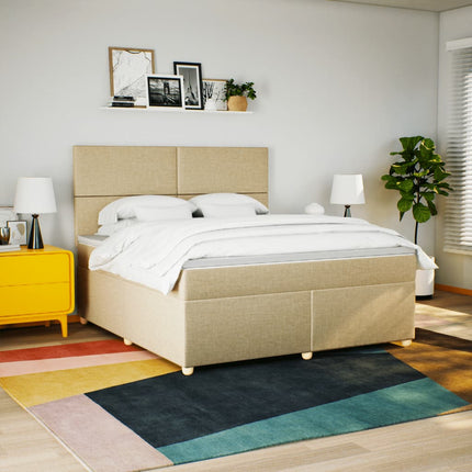 kontinentalseng med madras 180x200 cm stof cremefarvet