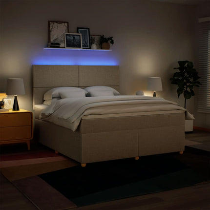 kontinentalseng med madras 180x200 cm stof cremefarvet