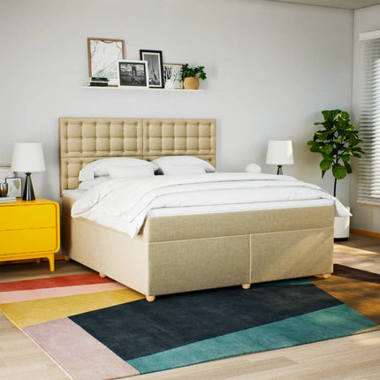 kontinentalseng med madras 180x200 cm stof cremefarvet