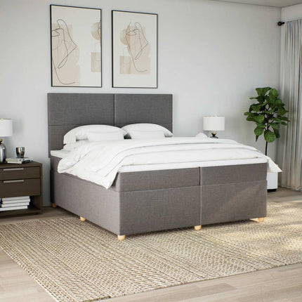 kontinentalseng med madras 200x200 cm stof gråbrun