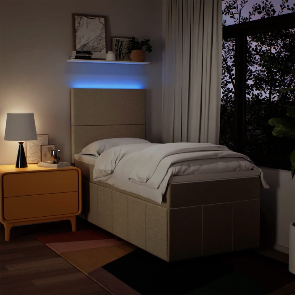 kontinentalseng med madras 100x200 cm stof cremefarvet