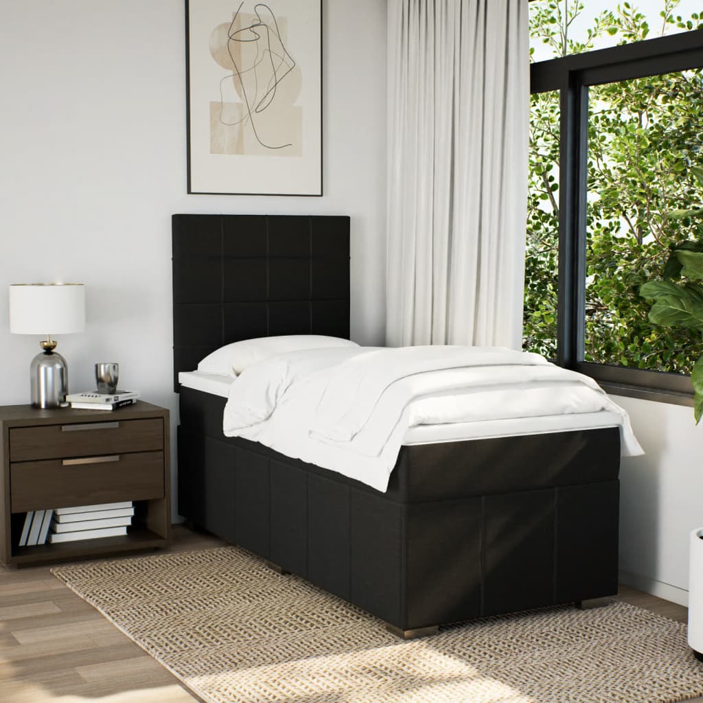 kontinentalseng med madras 100x200 cm stof sort