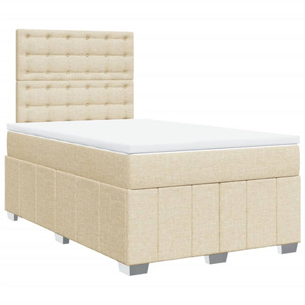 kontinentalseng med madras 120x190 cm stof cremefarvet