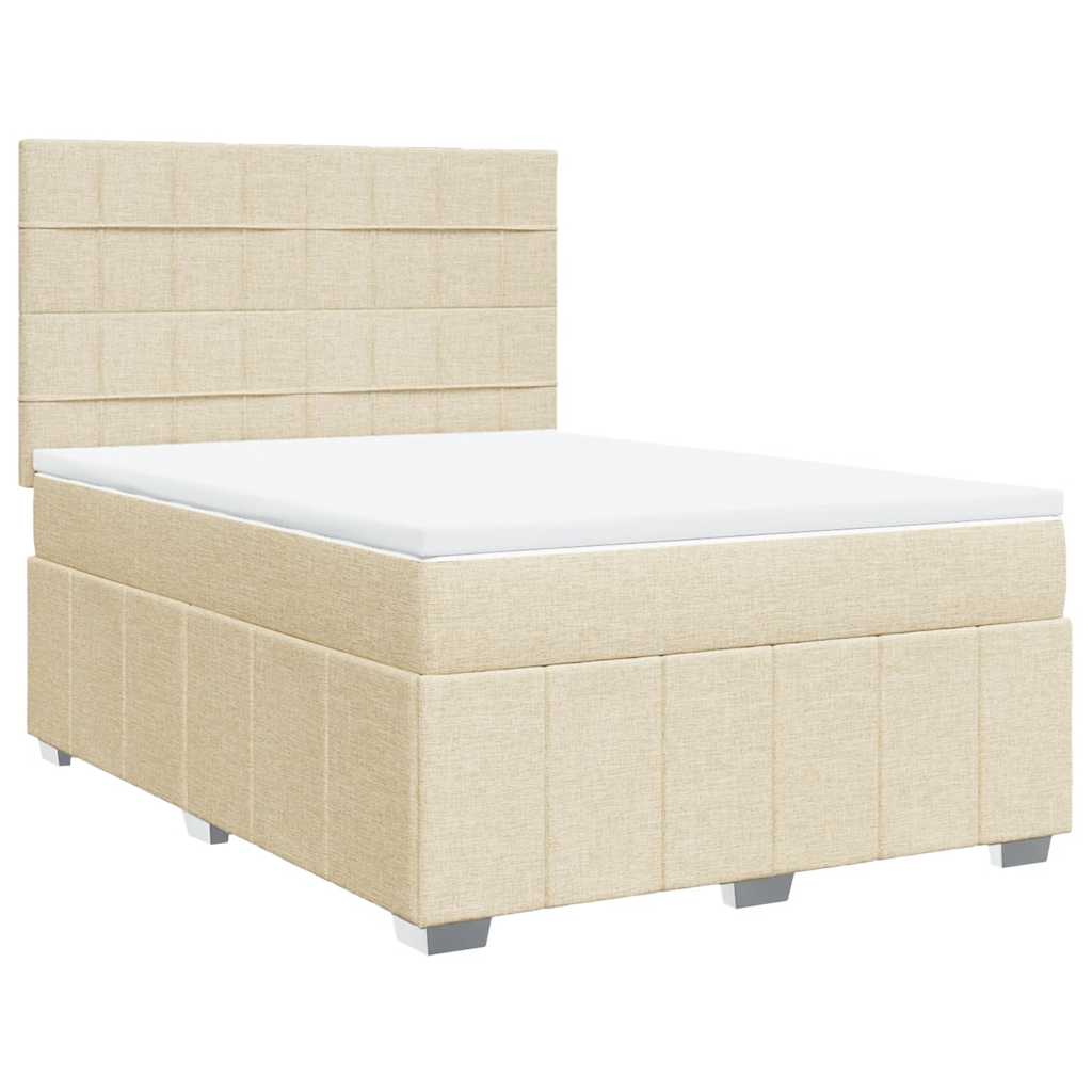 kontinentalseng med madras 140x190 cm stof cremefarvet