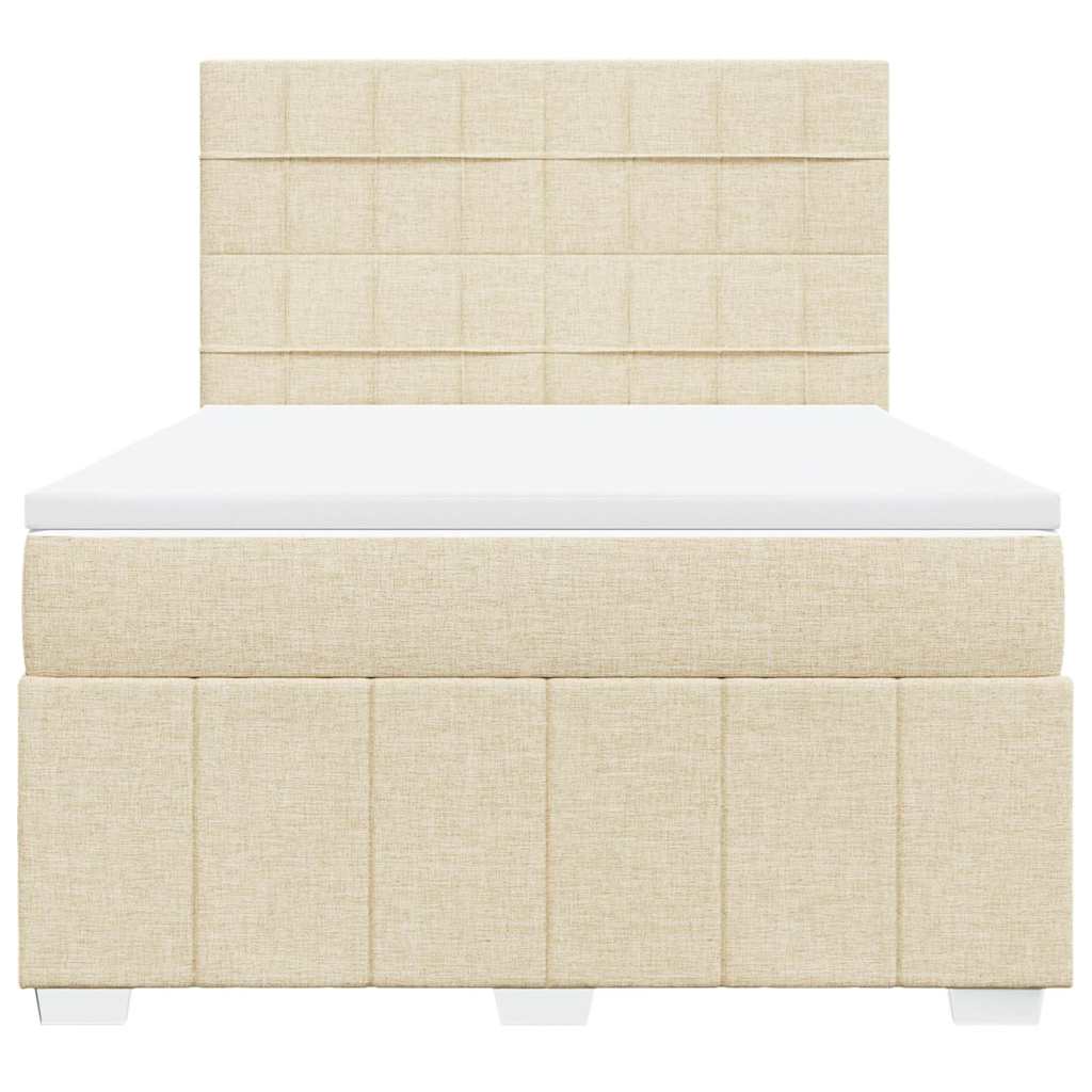 kontinentalseng med madras 140x190 cm stof cremefarvet