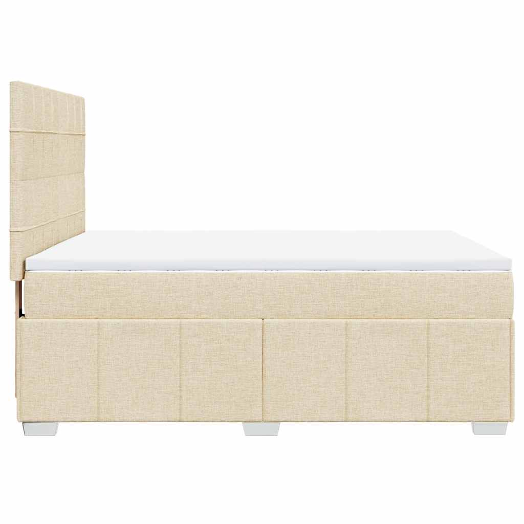 kontinentalseng med madras 140x190 cm stof cremefarvet