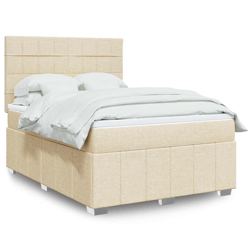 kontinentalseng med madras 140x190 cm stof cremefarvet