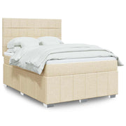 kontinentalseng med madras 140x190 cm stof cremefarvet