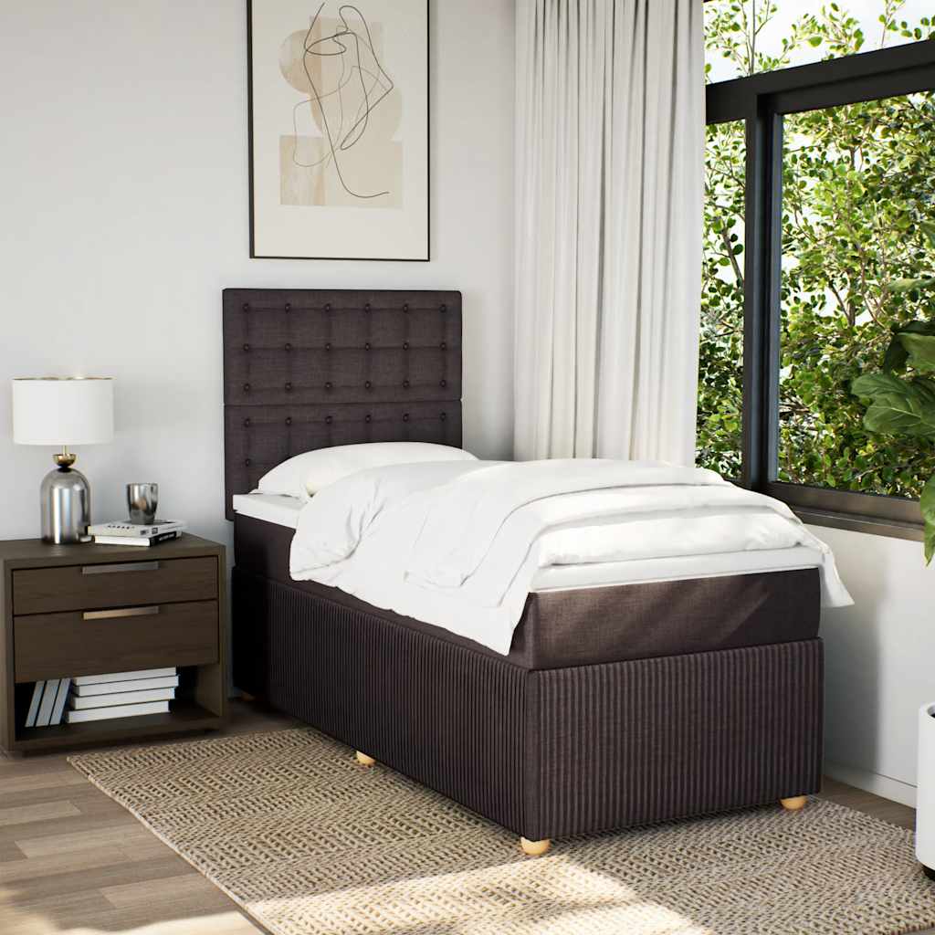 kontinentalseng med madras 100x200 cm stof mørkebrun