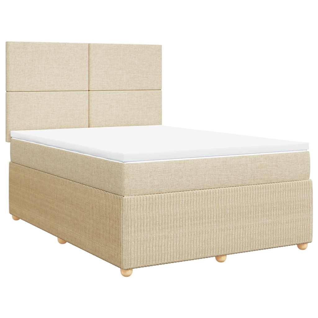 kontinentalseng med madras 140x190 cm stof cremefarvet