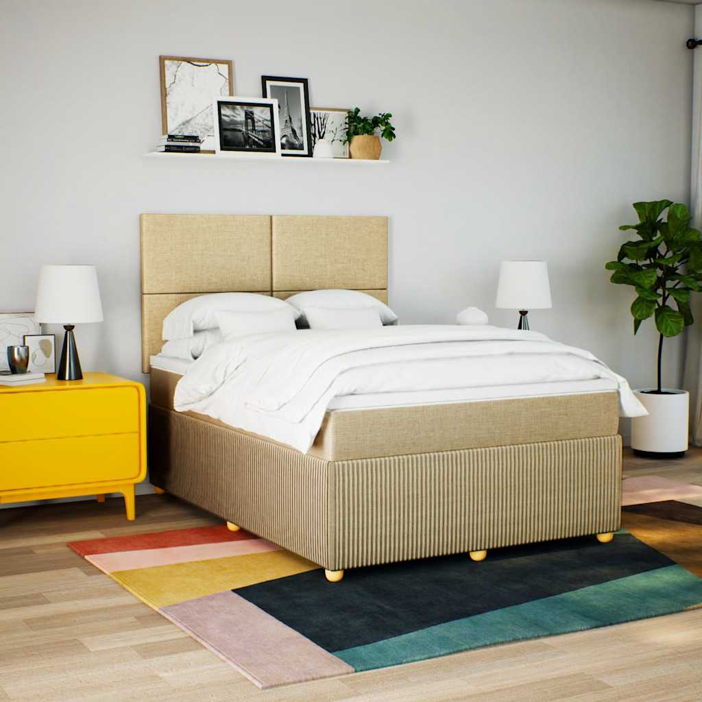 kontinentalseng med madras 140x190 cm stof cremefarvet