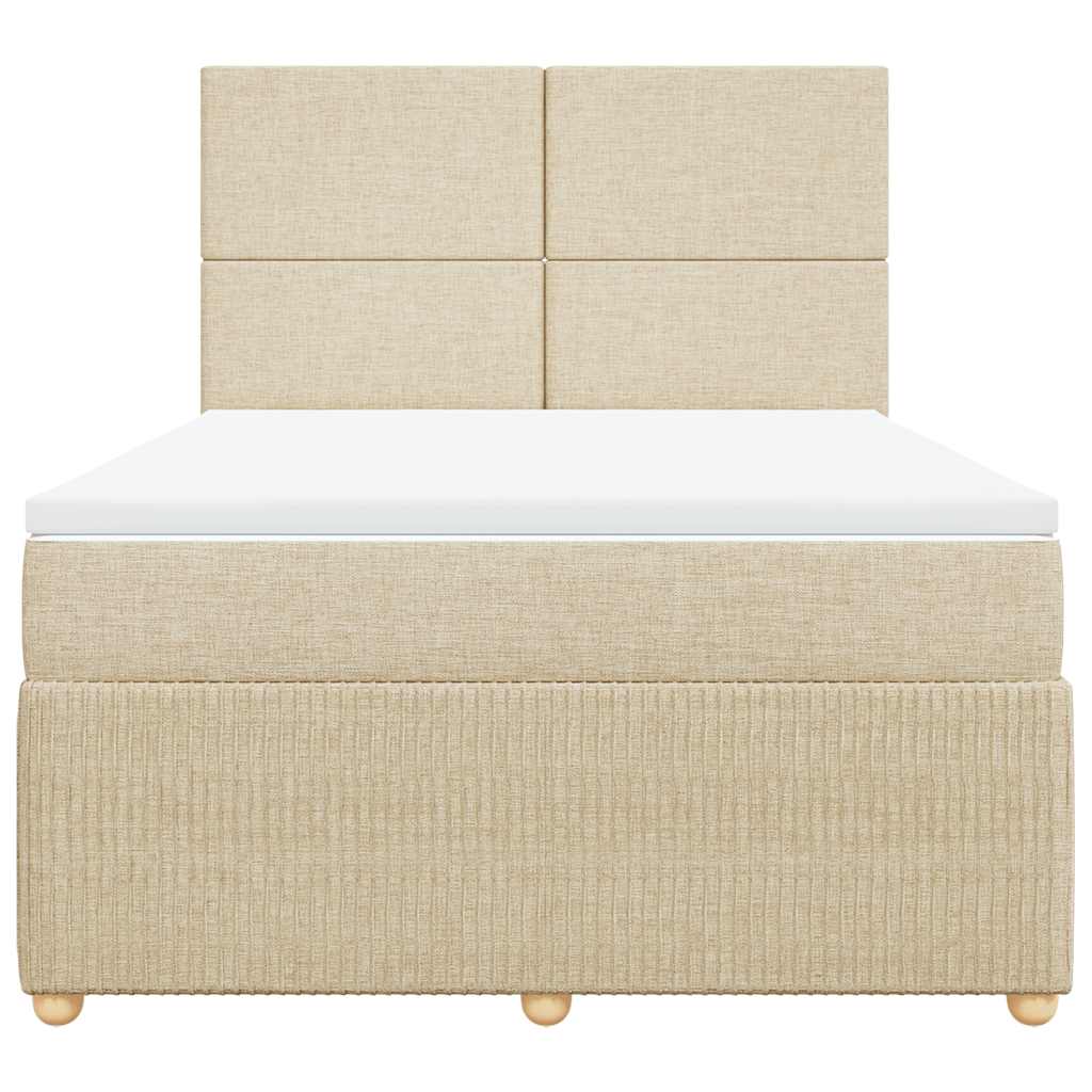 kontinentalseng med madras 140x190 cm stof cremefarvet