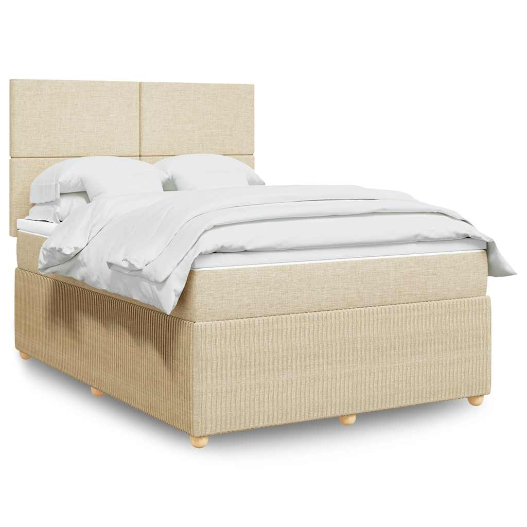 kontinentalseng med madras 140x190 cm stof cremefarvet