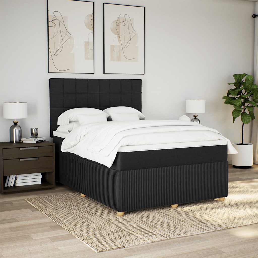 kontinentalseng med madras 140x190 cm stof sort