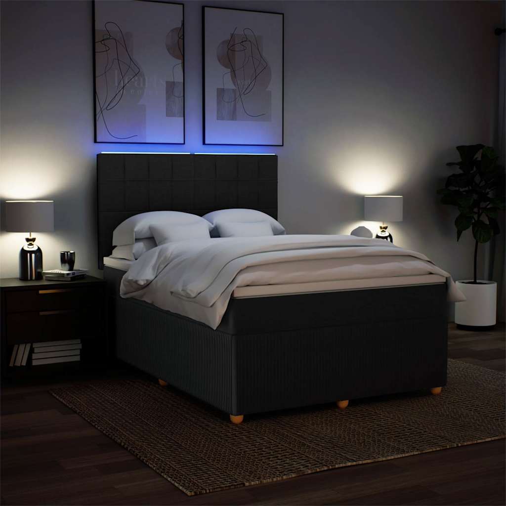kontinentalseng med madras 140x190 cm stof sort