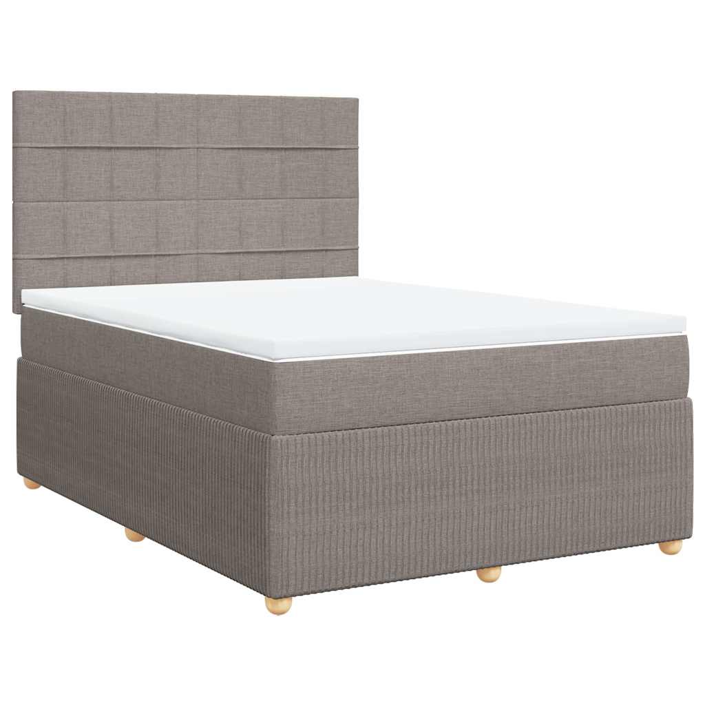kontinentalseng med madras 140x190 cm stof gråbrun