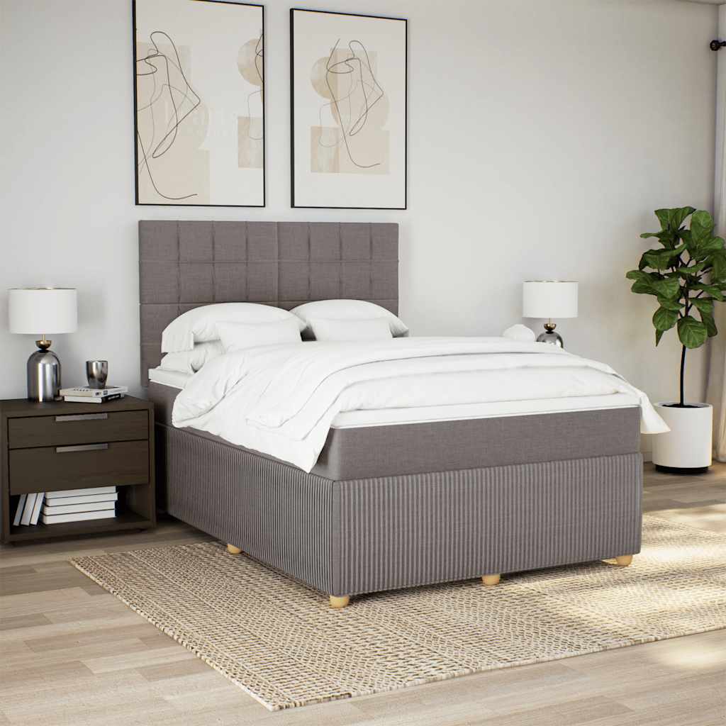 kontinentalseng med madras 140x190 cm stof gråbrun