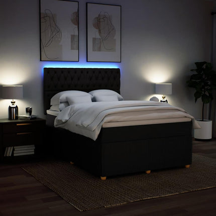 kontinentalseng med madras 140x190 cm stof sort