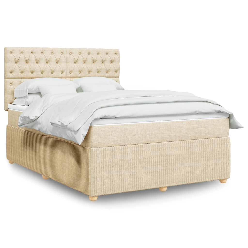 kontinentalseng med madras 140x190 cm stof cremefarvet