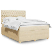 kontinentalseng med madras 140x190 cm stof cremefarvet