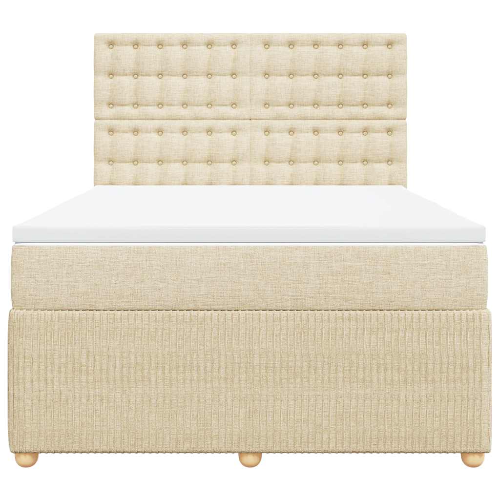 kontinentalseng med madras 140x190 cm stof cremefarvet
