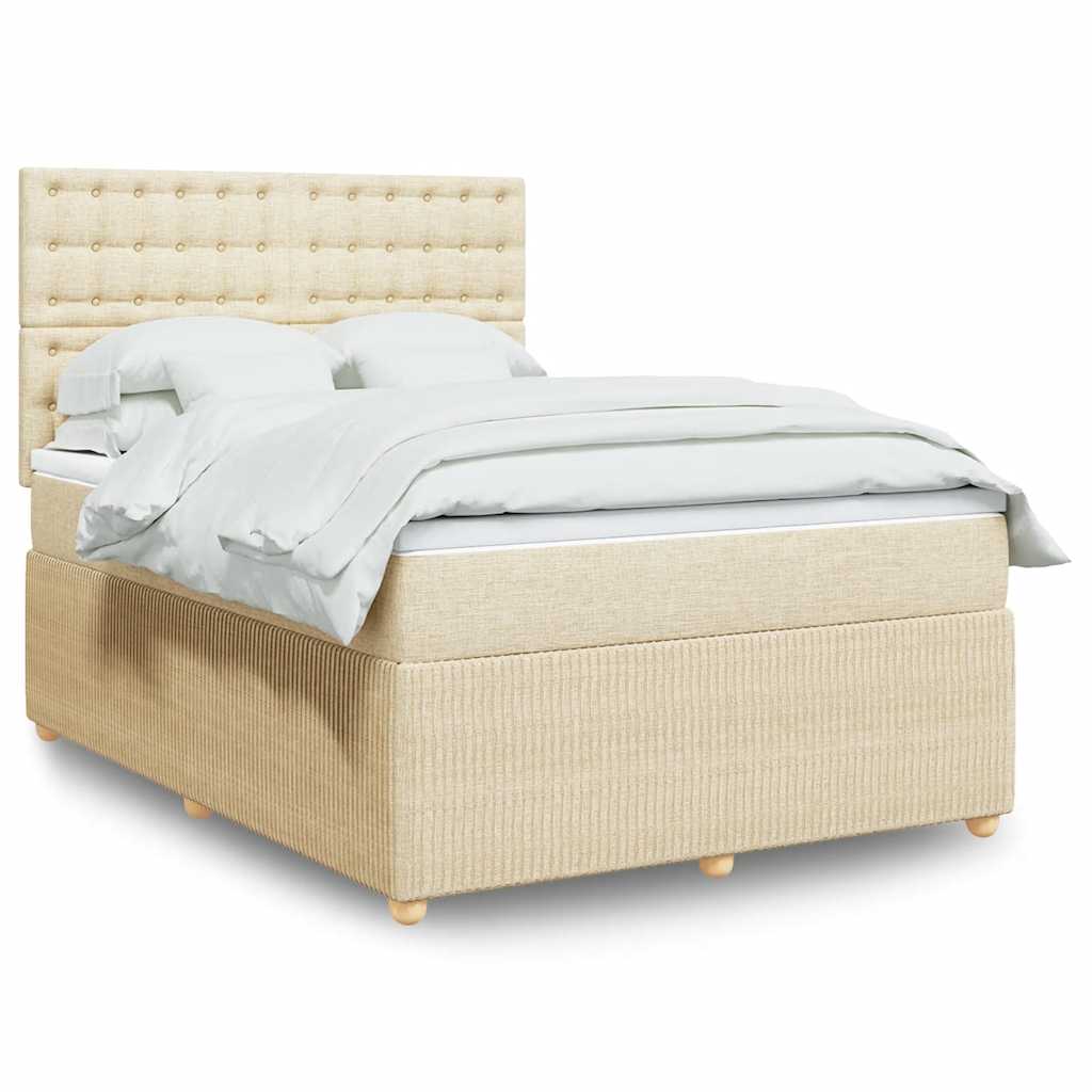 kontinentalseng med madras 140x190 cm stof cremefarvet